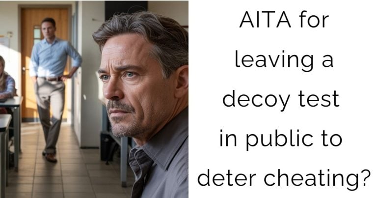 AITA for leaving a decoy test in public to deter cheating?