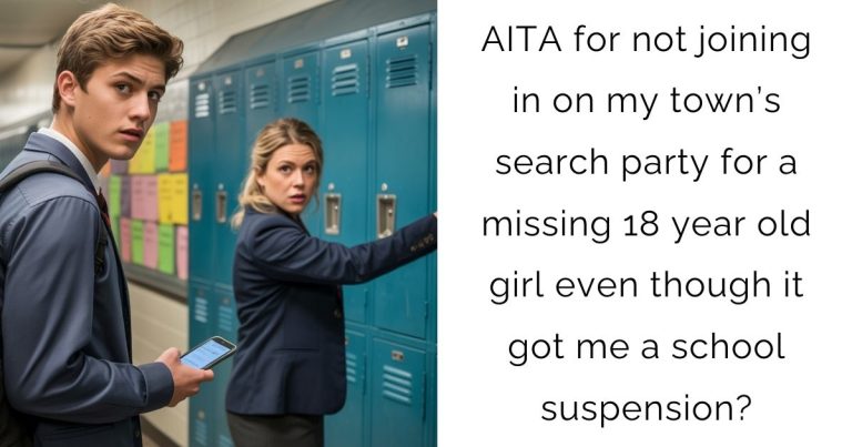 AITA for not joining in on my town’s search party for a missing 18 year old girl even though it got me a school suspension?