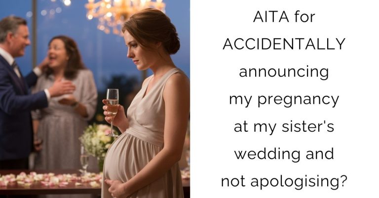 AITA for ACCIDENTALLY announcing my pregnancy at my sister’s wedding and not apologising?