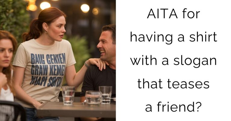 AITA for having a shirt with a slogan that teases a friend?