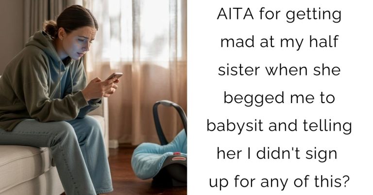 AITA for getting mad at my half sister when she begged me to babysit and telling her I didn’t sign up for any of this?