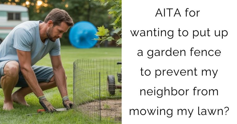 AITA for wanting to put up a garden fence to prevent my neighbor from mowing my lawn?