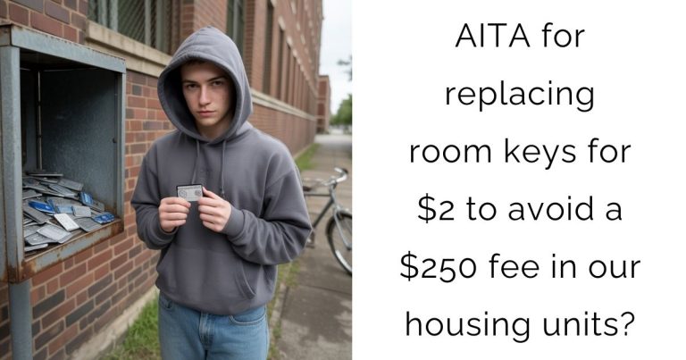 AITA for replacing room keys for $2 to avoid a $250 fee in our housing units?