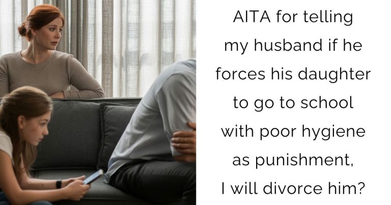 AITA for telling my husband if he forces his daughter to go to school with poor hygiene as punishment, I will divorce him?