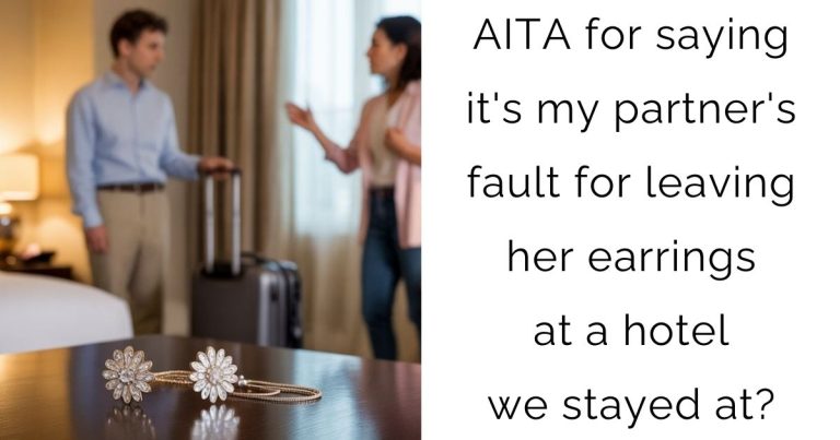 AITA for saying it’s my partner’s fault for leaving her earrings at a hotel we stayed at?
