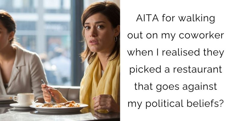 AITA for walking out on my coworker when I realised they picked a restaurant that goes against my political beliefs?