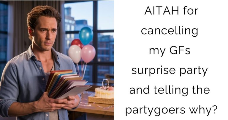AITAH for cancelling my GFs surprise party and telling the partygoers why?