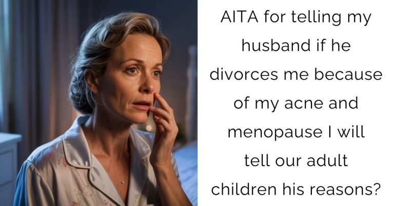 AITA for telling my husband if he divorces me because of my acne and menopause I will tell our adult children his reasons?