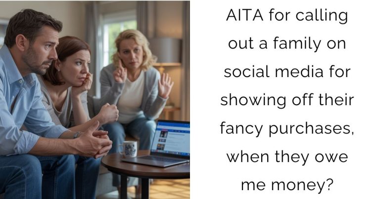 AITA for calling out a family on social media for showing off their fancy purchases, when they owe me money?