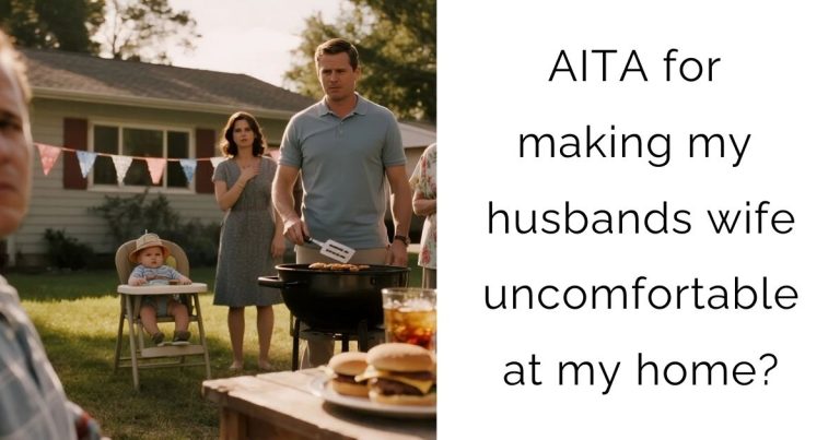 AITA for making my husbands wife uncomfortable at my home?