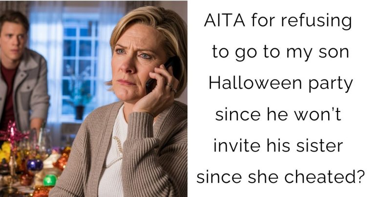 AITA for refusing to go to my son Halloween party since he won’t invite his sister since she cheated?