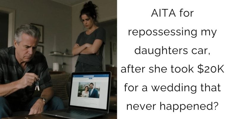 AITA for repossessing my daughters car, after she took $20K for a wedding that never happened?