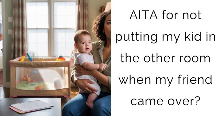 AITA for not putting my kid in the other room when my friend came over?