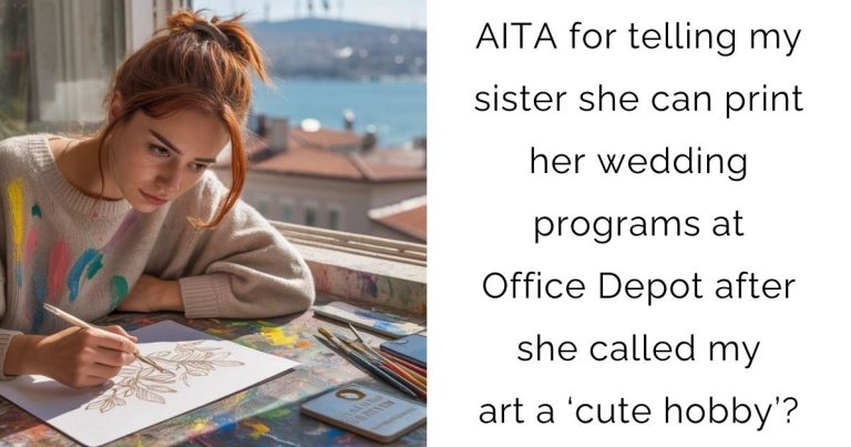 AITA for telling my sister she can print her wedding programs at Office Depot after she called my art a ‘cute hobby’?