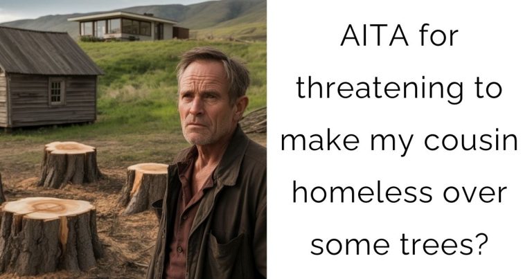 AITA for threatening to make my cousin homeless over some trees?