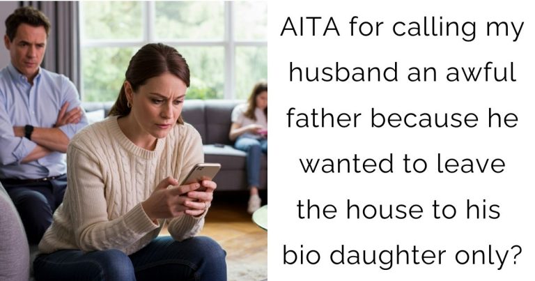 AITA for calling my husband an awful father because he wanted to leave the house to his bio daughter only?