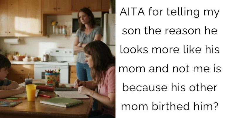 AITA for telling my son the reason he looks more like his mom and not me is because his other mom birthed him?