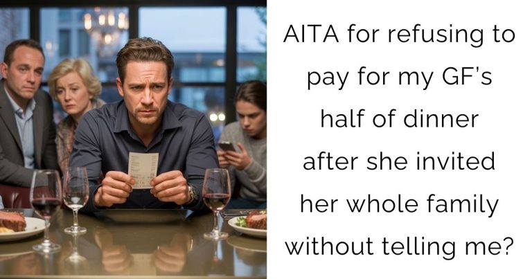 AITA for refusing to pay for my girlfriend’s half of dinner after she invited her whole family without telling me?