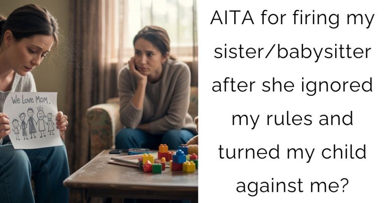 AITA for firing my sister/babysitter after she ignored my rules and turned my child against me?