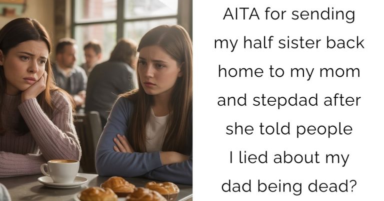 AITA for sending my half sister back home to my mom and stepdad after she told people I lied about my dad being dead?