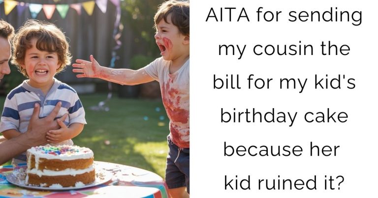 AITA for sending my cousin the bill for my kid’s birthday cake because her kid ruined it?