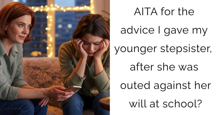 AITA for the advice I gave my younger stepsister, after she was outed against her will at school?