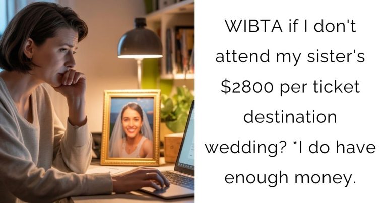 WIBTA if I don’t attend my sister’s $2800 per ticket destination wedding? *I do have enough money.
