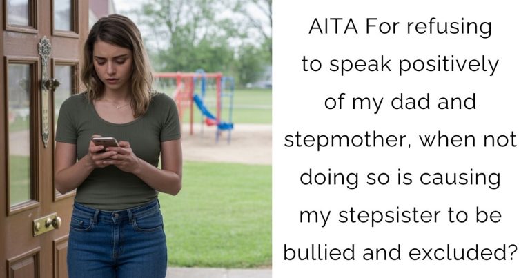 AITA For refusing to speak positively of my dad and stepmother, when not doing so is causing my stepsister to be bullied and excluded?