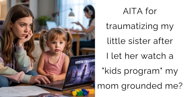 AITA for traumatizing my little sister after I let her watch a “kids program” my mom grounded me?