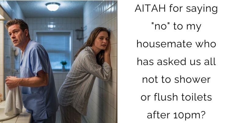 AITAH for saying “no” to my housemate who has asked us all not to shower or flush toilets after 10pm?