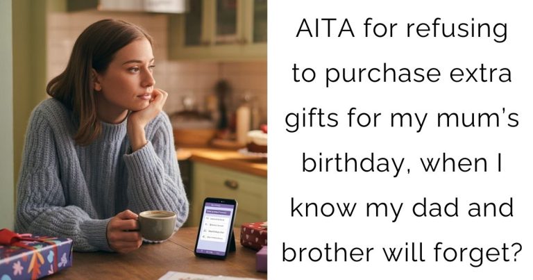 AITA for refusing to purchase extra gifts for my mum’s birthday, when I know my dad and brother will forget?