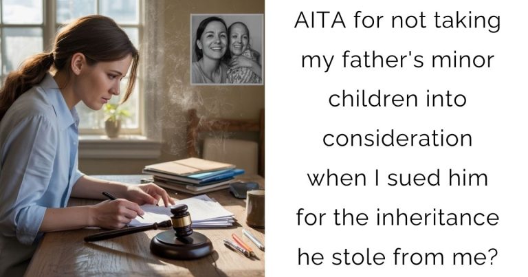 AITA for not taking my father’s minor children into consideration when I sued him for the inheritance he stole from me?