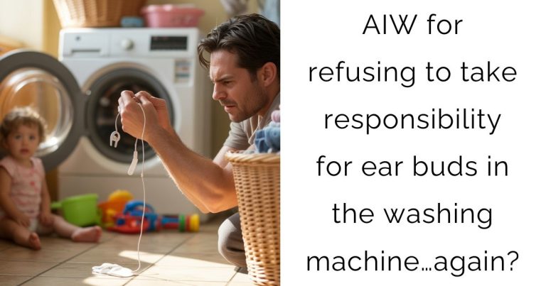 AIW for refusing to take responsibility for ear buds in the washing machine…again?