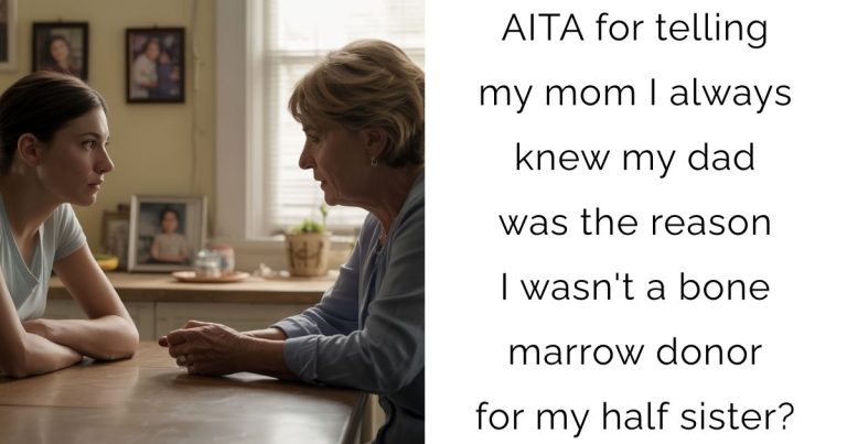 AITA for telling my mom I always knew my dad was the reason I wasn’t a bone marrow donor for my half sister?