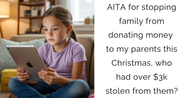 AITA for stopping family from donating money to my parents this Christmas, who had over $3k stolen from them?
