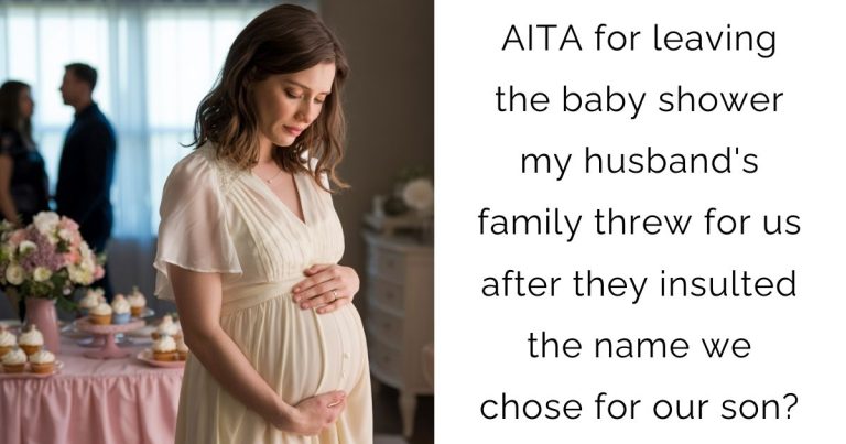 AITA for leaving the baby shower my husband’s family threw for us after they insulted the name we chose for our son?