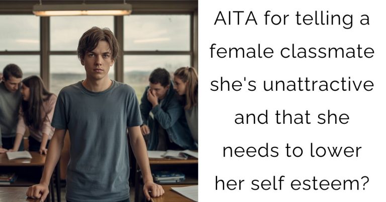 AITA for telling a female classmate she’s unattractive and that she needs to lower her self esteem?