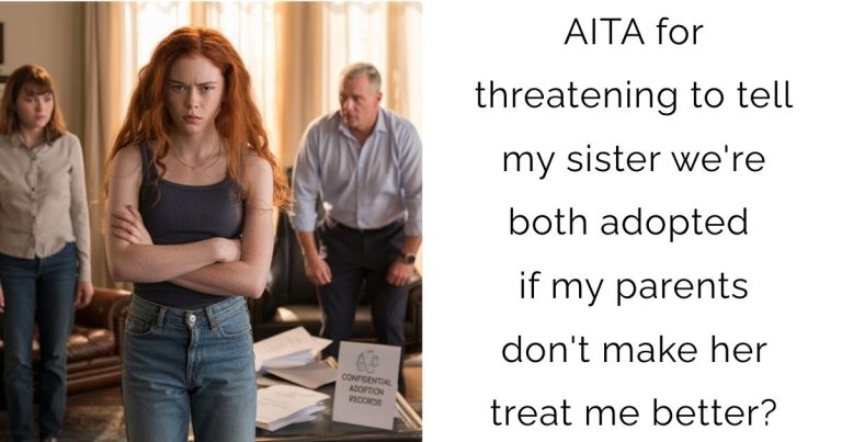 AITA for threatening to tell my sister we’re both adopted if my parents don’t make her treat me better?