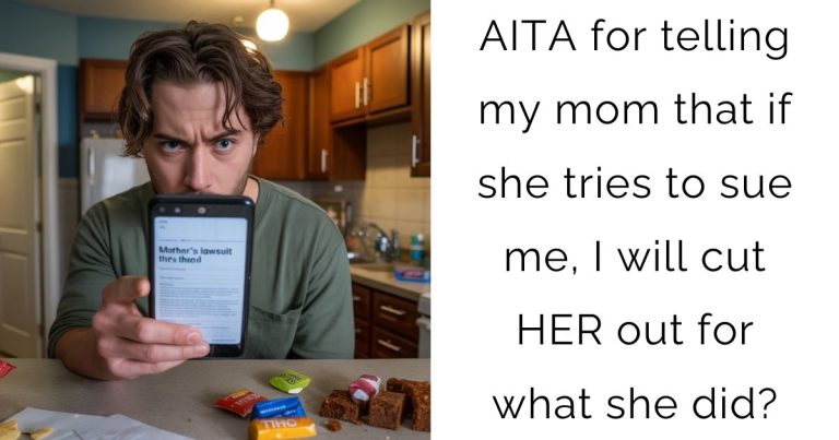 AITA for telling my mom that if she tries to sue me, I will cut HER out for what she did?