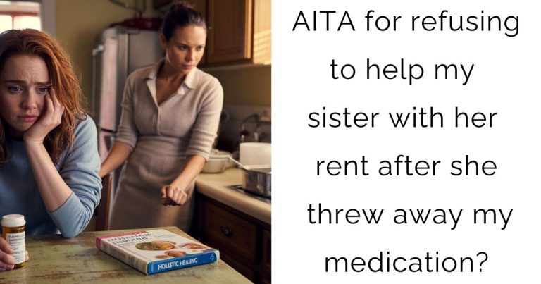 AITA for refusing to help my sister with her rent after she threw away my medication?