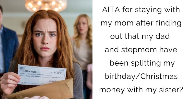 AITA for staying with my mom after finding out that my dad and stepmom have been splitting my birthday/Christmas money with my sister?