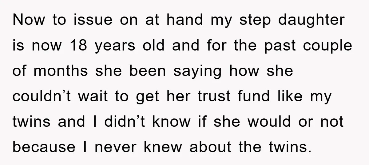 Now to issue on at hand my step daughter is now 18 years old and for the past couple of months she been saying how she couldn’t wait to get...