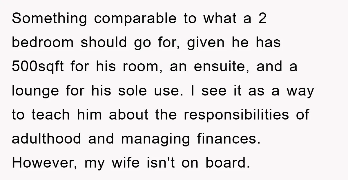 Something comparable to what a 2 bedroom should go for, given he has 500sqft for his room, an ensuite, and a lounge for his sole use. I see it as...