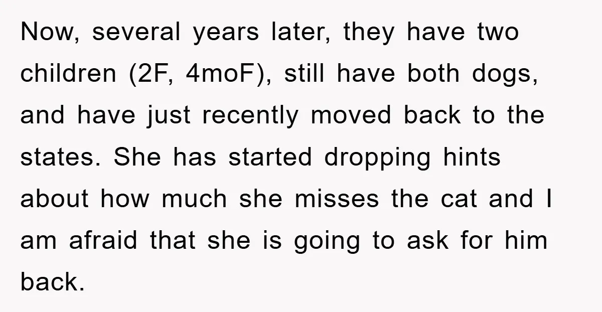 Now, several years later, they have two children (2F, 4moF), still have both dogs, and have just recently moved back to the states. She has started dropping hints about how...
