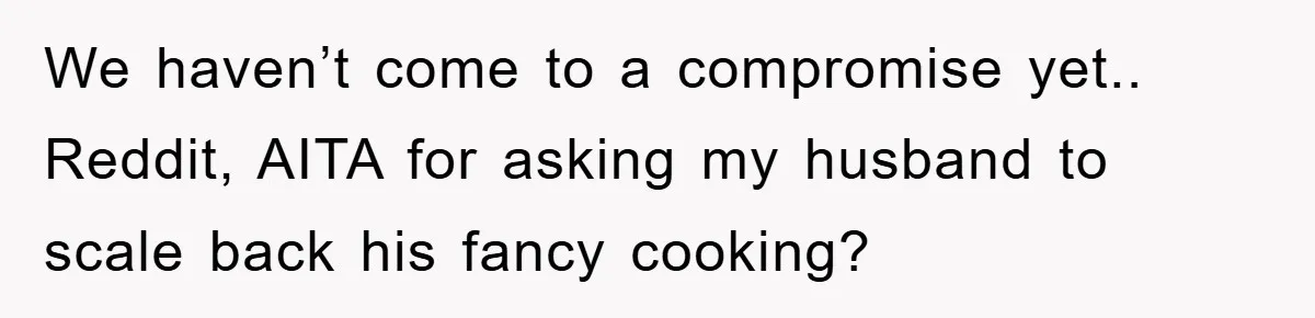 We haven’t come to a compromise yet.. Reddit, AITA for asking my husband to scale back his fancy cooking?