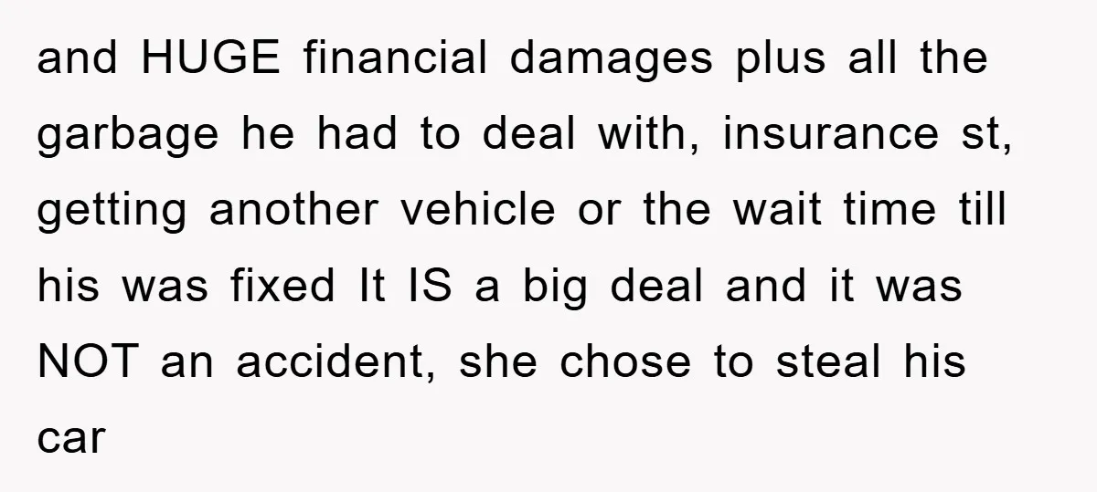 and HUGE financial damages plus all the garbage he had to deal with, insurance st, getting another vehicle or the wait time till his was fixed It IS a big...