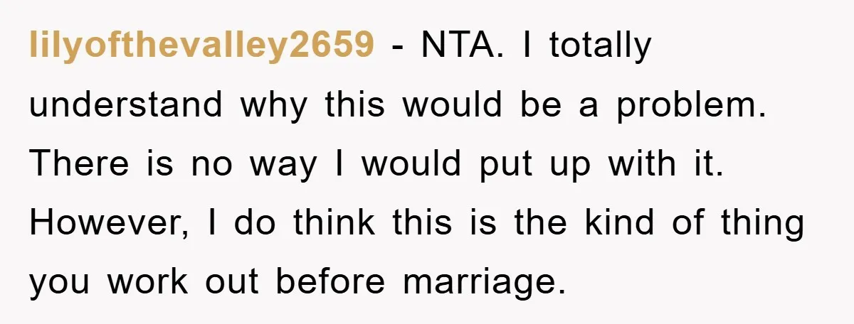 lilyofthevalley2659 − NTA. I totally understand why this would be a problem. There is no way I would put up with it. However, I do think this is the kind...