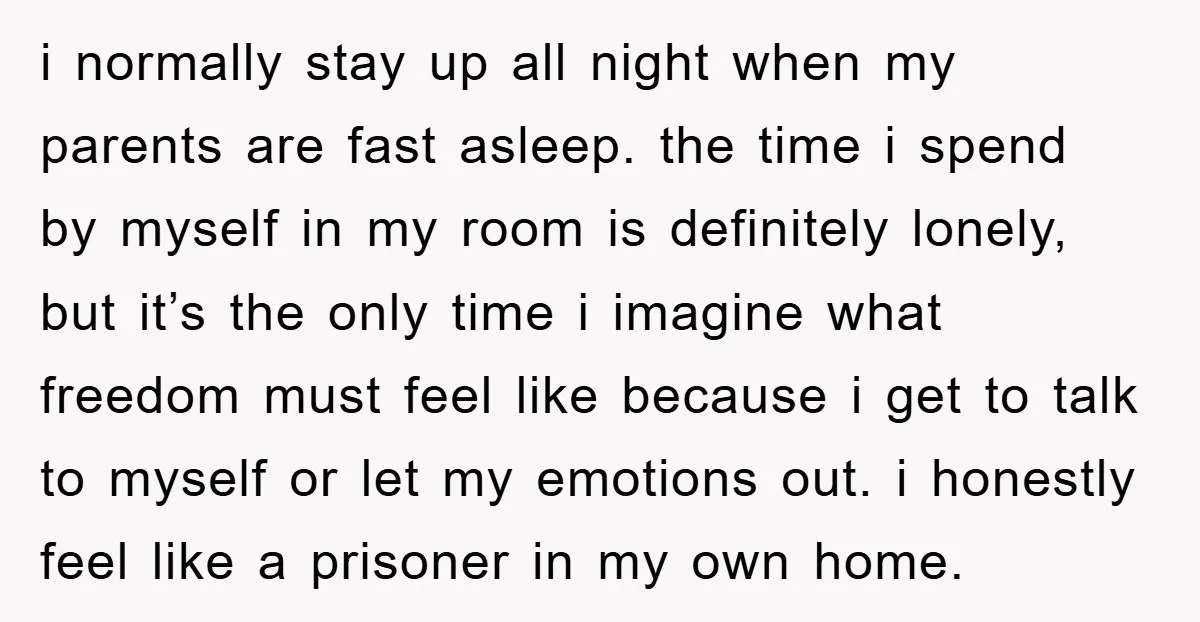 i normally stay up all night when my parents are fast asleep. the time i spend by myself in my room is definitely lonely, but it’s the only time i...