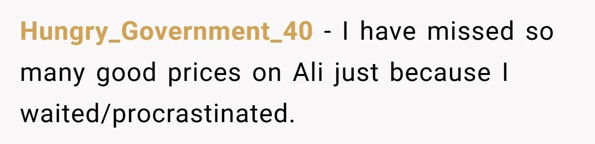 Hungry_Government_40 - I have missed so many good prices on Ali just because I waited/procrastinated.