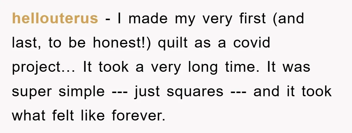hellouterus - I made my very first (and last, to be honest!) quilt as a covid project… It took a very long time. It was super simple --- just squares...
